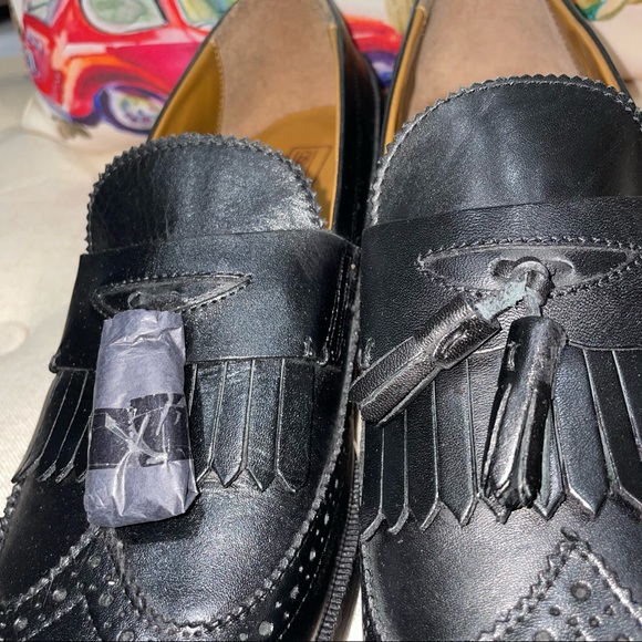ASOS NWOB! Fringe/Tassel Dress Loafers In Black Polished Leather Shoes - Picture 6 of 12